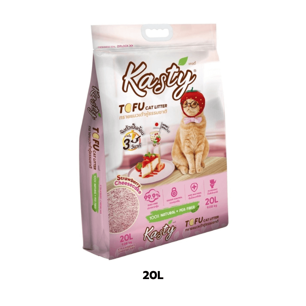 ทรายแมวเต้าหู้ KASTY กลิ่นสตรอว์เบอร์รี่ชีสเค้ก ขนาด 20 ลิตร_3